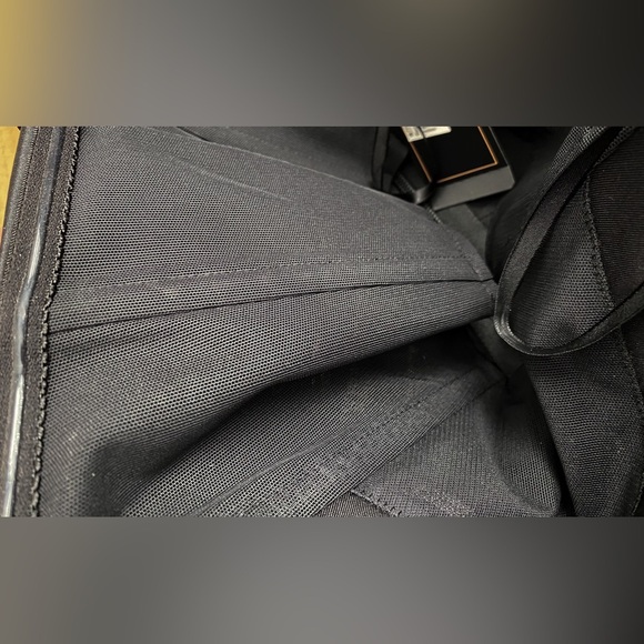 BCBGMaxAzria Black Ivory Mini Cocktail Party Shutter Pleated Dress Satin Tiered - Picture 9 of 11